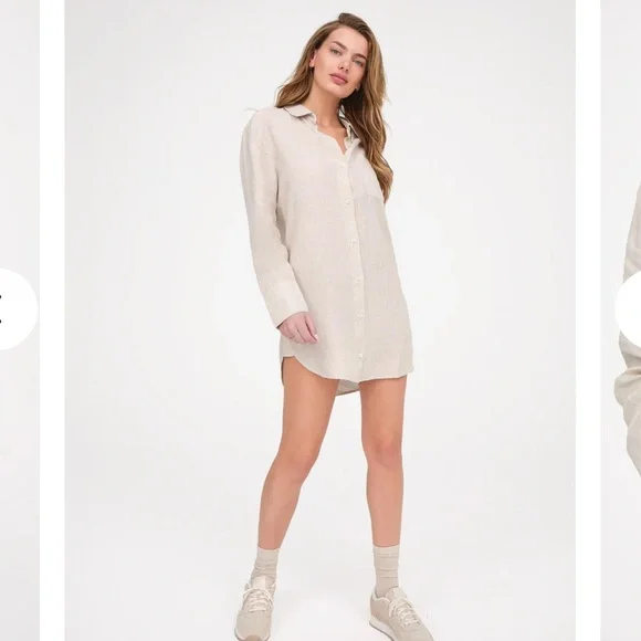 NWT Mate the label linen shirt dress in XS natural